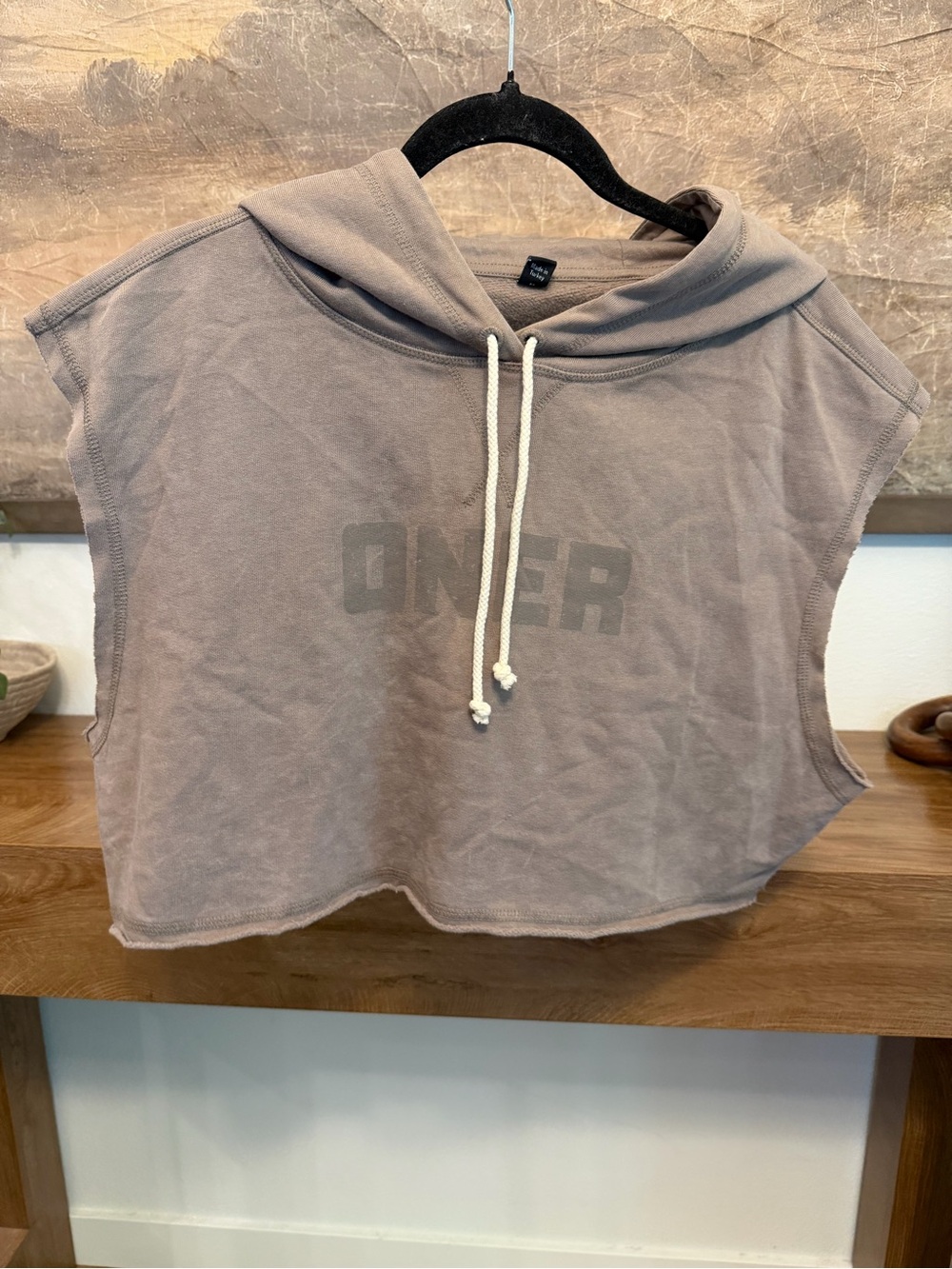 Oner Active cropped hoodie in gray & brown, size M